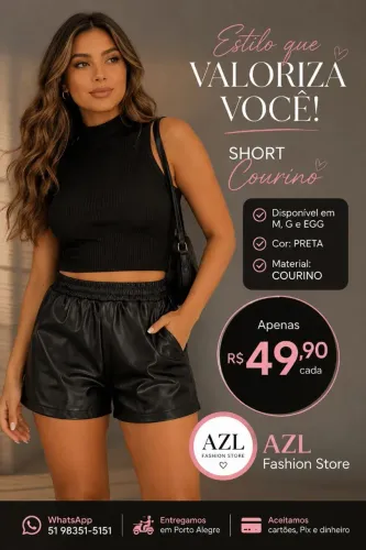 Short preto em courino preto m ao gg