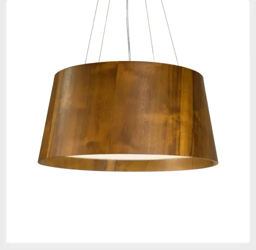 lustre pendente conico madeira imbuia