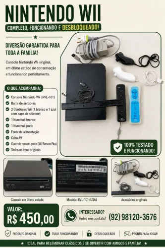 Vende-se Nitendo Wii completo e desbloqueado