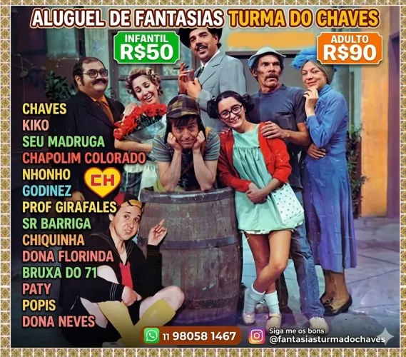 Aluguel de Fantasias Turma do Chaves