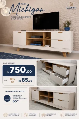 Rack bancada para Tv até 75p novo disponível
