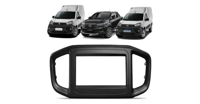Moldura de Som Tela Painel Multimídia 2Din 9'' Polegadas Fiat Strada Uno Fiorino 2020