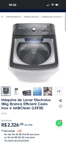 Máquina de lavar 18 kg