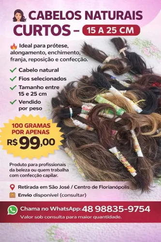 Cabelos regional gramas cada 100de 15 a 25 cm