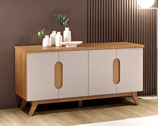 Buffet Beni 4P Mel.Off White Até 12x - Frete Grátis