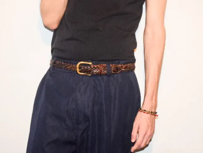 calça alfaiataria azul escuro