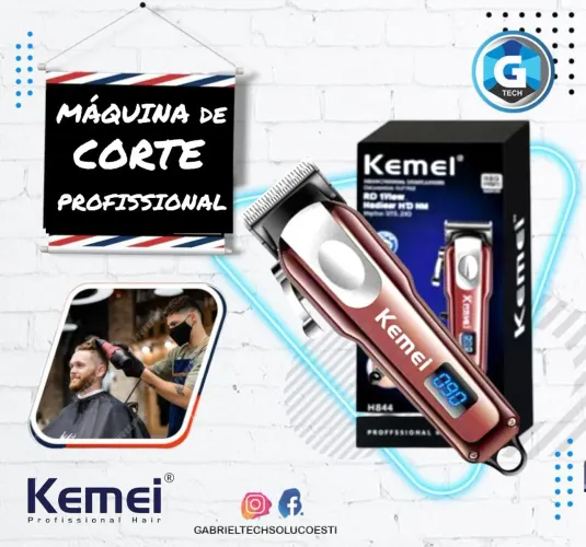 Máquina de Barbear Cortar Cabelo Kemei Display LCD KM-233 profissional - Gtech