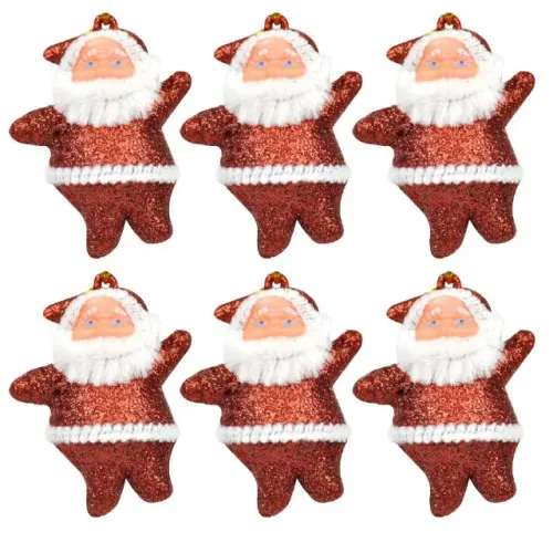 Enfeite Papai Noel 6pçs 5cm Td-338 /0663 Glitter