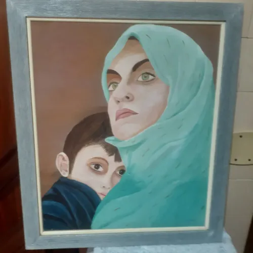 Tela pintura mãe e filho...lindo e grande quadro