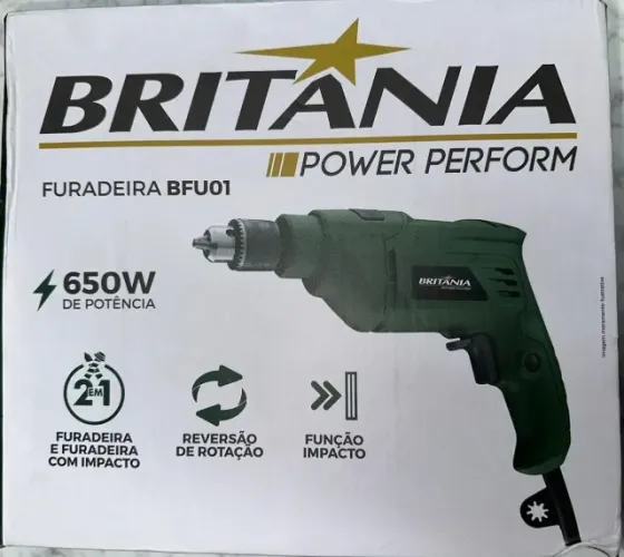Furadeira De Impacto Britânia 650w Bfu01 Linha Power Cor Verde Britânia 220v