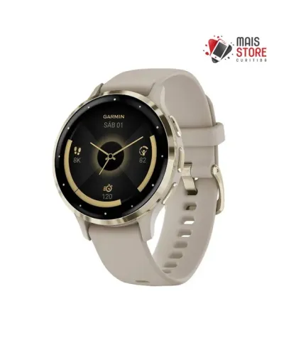 Relógio Garmin Venu 3S Stainless Steel Bezel - Beige/Gold - 010-02785-02 (Novo/Lacrado)
