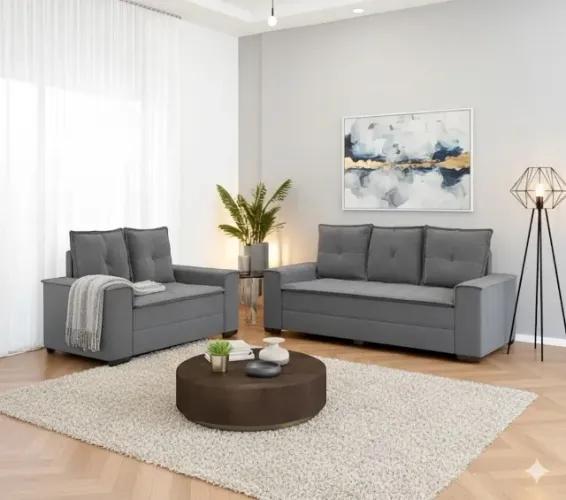 Promoção Sofá 2 e 3 lugares Barcelona Cinza (a pronta entrega)