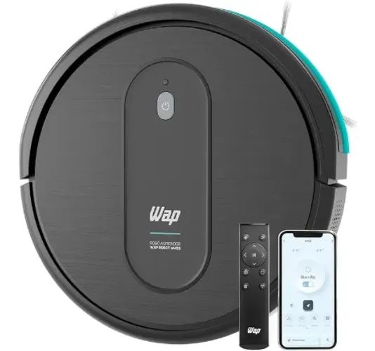 WAP Aspirador de Pó Robô ROBOT W400 3 em 1, Automático, 300ml, Compatível com Assistentes 
