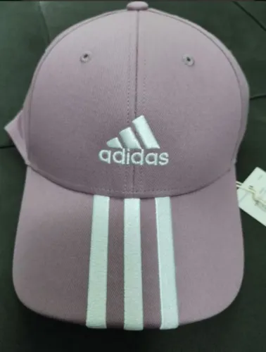 Boné Adidas Rosa com Listras Brancas
