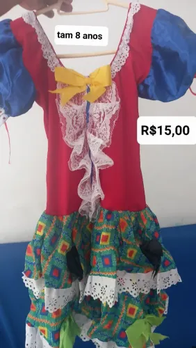 Vestido junina Infantil - Tamanho 8 anos