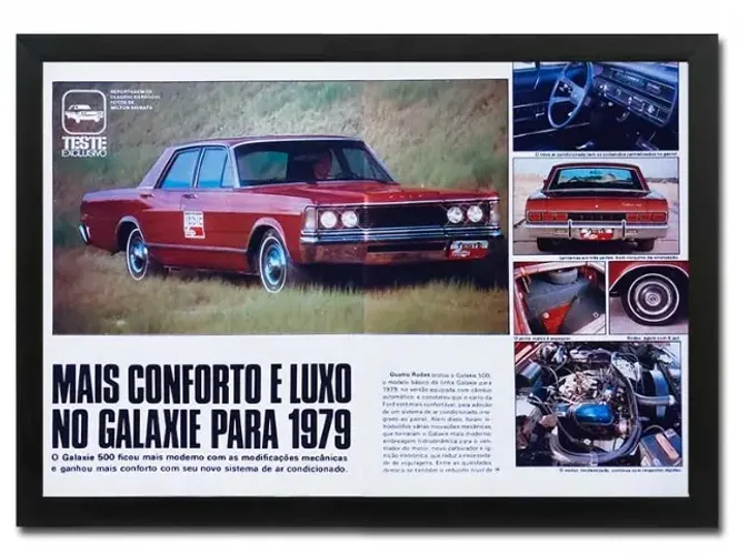 Ford Galaxie, LTD, Landau - Quadro decorativo com matéria original de revista