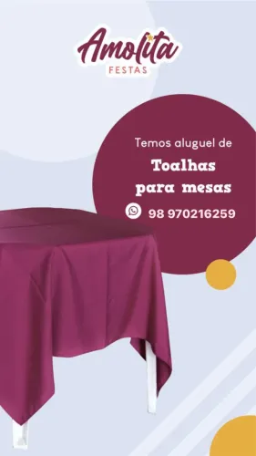 Promoção - aluguel toalhas de mesa
