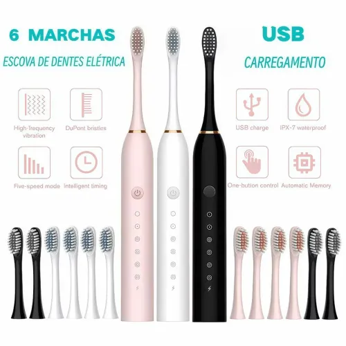 Escova Dentária Super Sônica Elétrica Recarregável