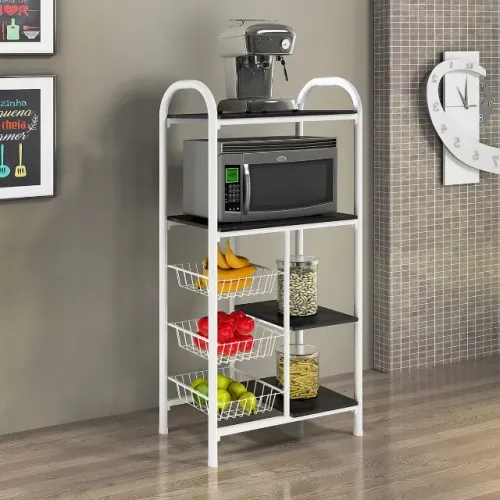 Fruteira Flex 3 Cestos + 4 Prateleiras com apoio para micro-ondas