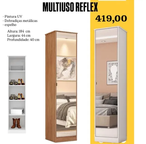 Armário Multiuso / sapateira Reflex com Espelho - ENTREGA HOJE !!! 