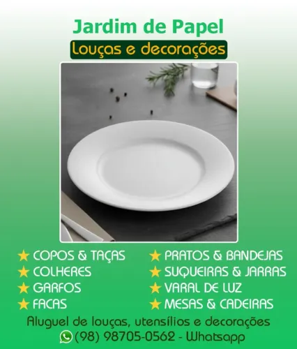 ALUGUEL DE PRATO E COPOS