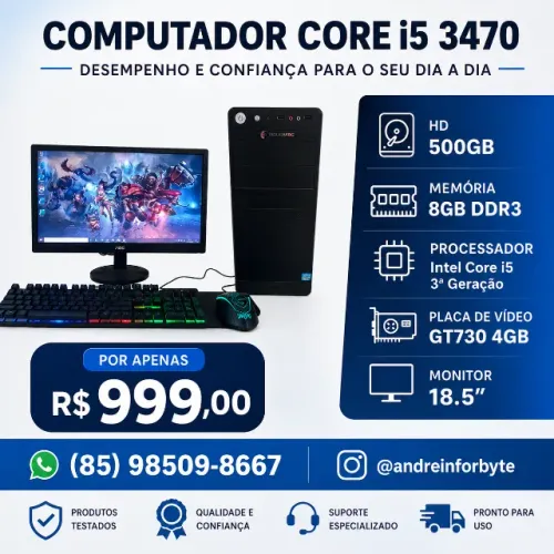 Computador Core i5 3470 8Gb de Ram C/ Placa de Vídeo GT730 