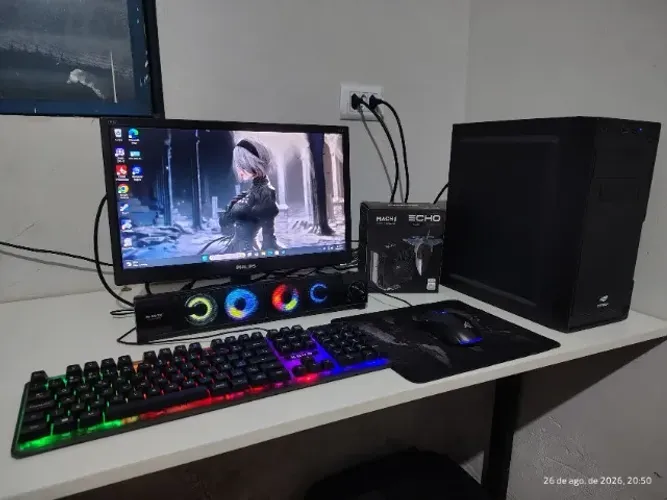 Computador Completo para Estudos/Trabalho - i3 10ª Ger, 16GB RAM, Monitor 19" e Kit RGB