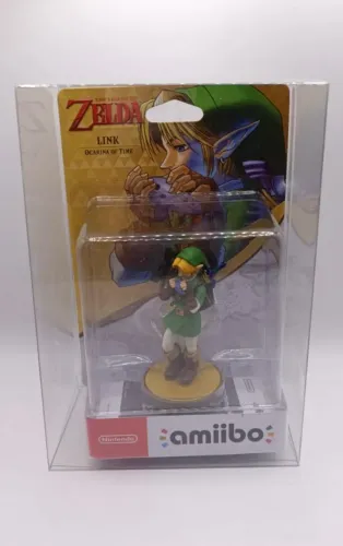 Amiibo Link Ocarina of Time Super Smash Bros com proteção Nintendo Boneco Figure LACRADO