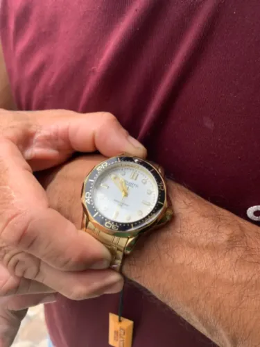 Relogio atlantis sea máster dourado banhado a ouro prova d?água original 