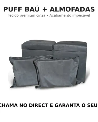 Baú de organização e almofadas
