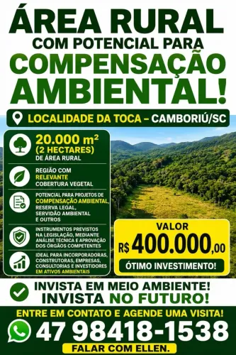 Imóvel para venda possui 20000 metros quadrados em Área Rural de Camboriú - Camboriú - SC