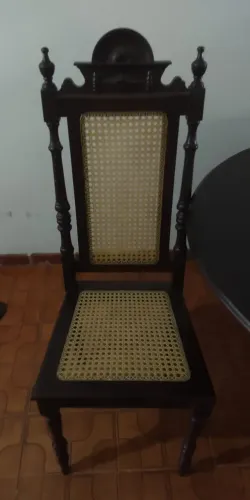  Cadeiras estilo Império com 6 cadeiras em palhinha - Antiguidade
