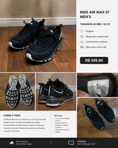 Nike Air Max 97 Original Preto