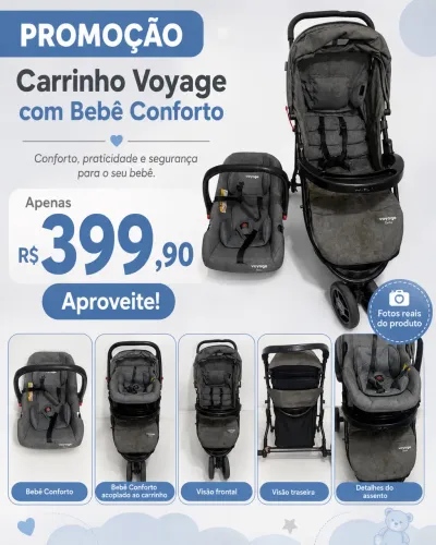 Carrinho bebê com bebê conforto 