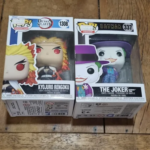 Kit 2 Funko Pops Originais: Coringa (Batman 1989) + Rengoku (Demon Slayer)
