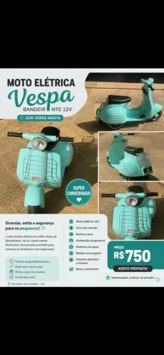 Moto elétrica vespa bandeirante 12v