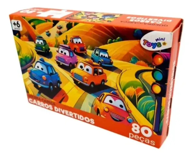 Quebra-cabecas Carros Divertidos 80 Pecas- Mini Toys