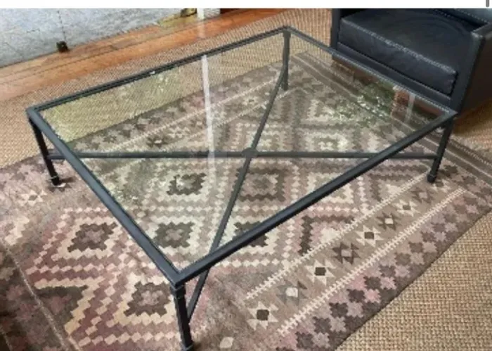 mesa de centro de metal com vidro - 40cm de altura