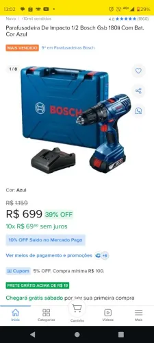 Parafusadeira  e furadeira de impacto Bosch nunca usado 