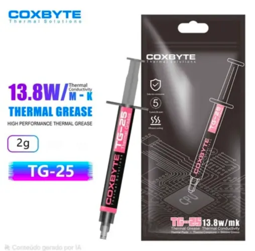 Pasta Termica CoxByte TG-25 13.8 W/m-K 2g PC NOTEBOOK MAC DESKTOP MACBOOK GAMER