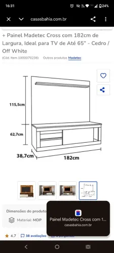 Painel com rack