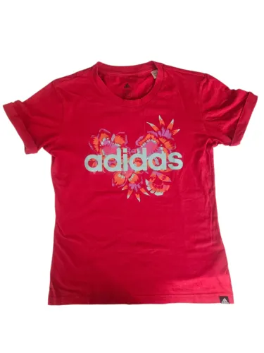 Camiseta Adidas floral feminina tam.P semi nova vermelha farm