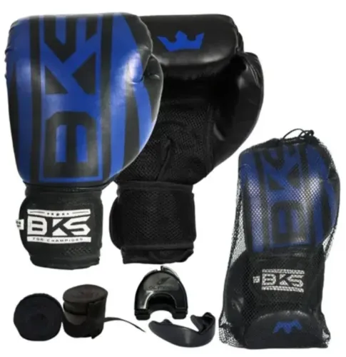 Kit boxe muay Thai Bks profissional luvas+bandagem+bucal tamanho 16oz