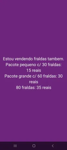 Fraldas "P" e ninhos
