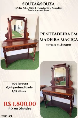 Penteadeira de Madeira Maciça Clássica