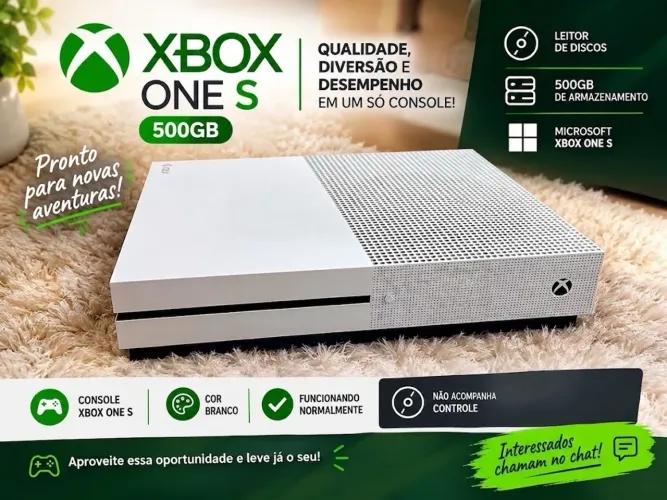 Xbox One S Branco - Console com jogos- Sem Controles
