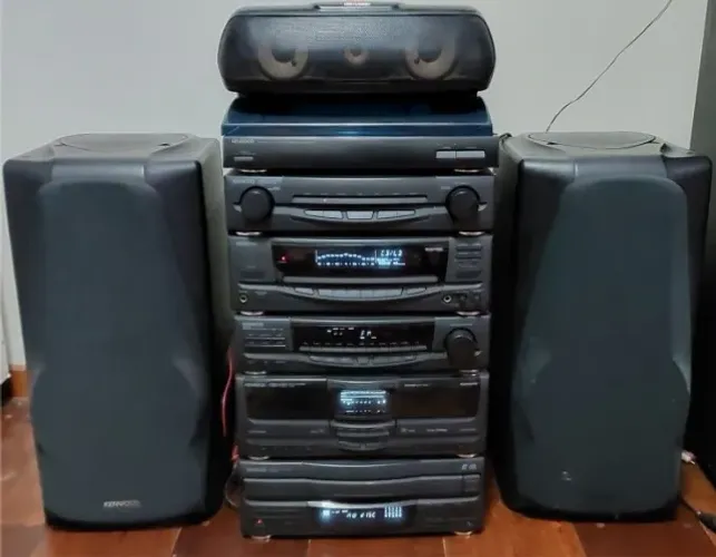Sistema de Som Kenwood Vintage Completo - Alta Qualidade Hi-Fi (Anos 90)