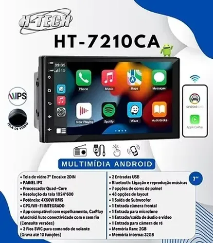 Multimidia com Android H-TECH 7 Polegadas