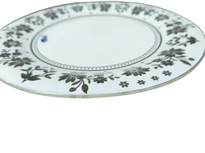 conjunto 4 pratos rasos decoglass - modelo rendado branco (27cm) 17751 queima