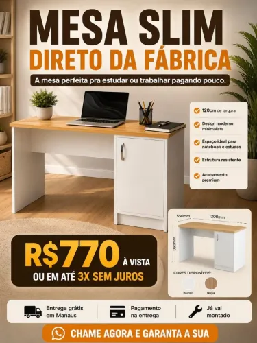 Mesa Slim em mdf